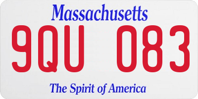 MA license plate 9QU083