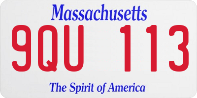 MA license plate 9QU113
