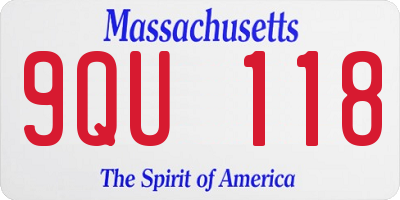 MA license plate 9QU118