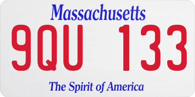 MA license plate 9QU133