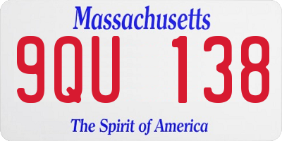 MA license plate 9QU138
