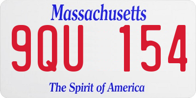 MA license plate 9QU154
