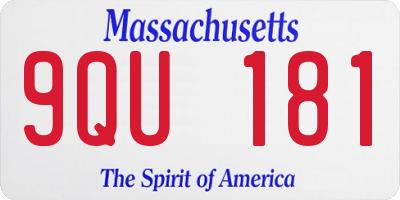 MA license plate 9QU181