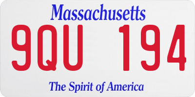 MA license plate 9QU194