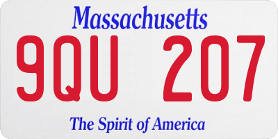 MA license plate 9QU207