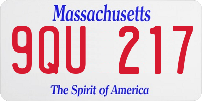 MA license plate 9QU217