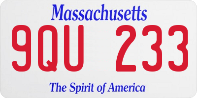 MA license plate 9QU233