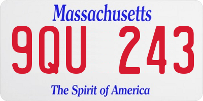 MA license plate 9QU243