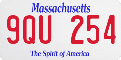 MA license plate 9QU254