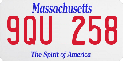 MA license plate 9QU258