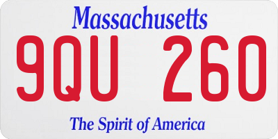 MA license plate 9QU260