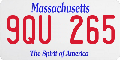 MA license plate 9QU265