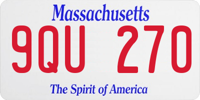 MA license plate 9QU270
