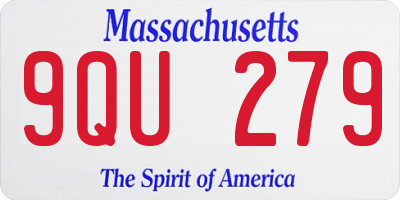 MA license plate 9QU279
