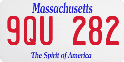 MA license plate 9QU282