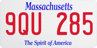 MA license plate 9QU285