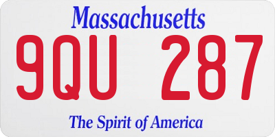 MA license plate 9QU287
