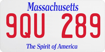 MA license plate 9QU289