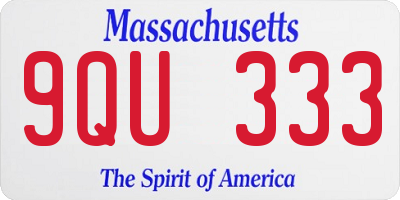 MA license plate 9QU333