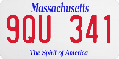 MA license plate 9QU341