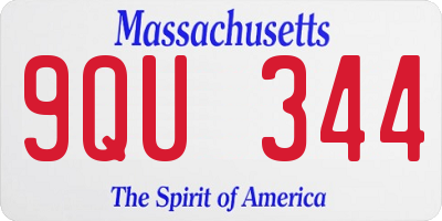 MA license plate 9QU344