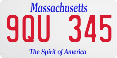 MA license plate 9QU345