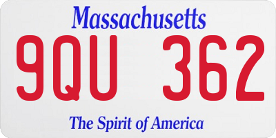 MA license plate 9QU362