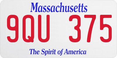 MA license plate 9QU375
