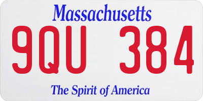 MA license plate 9QU384