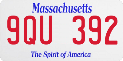 MA license plate 9QU392