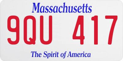MA license plate 9QU417