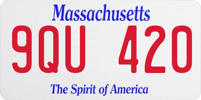 MA license plate 9QU420