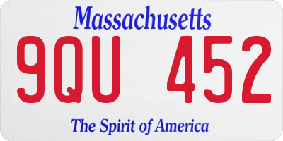 MA license plate 9QU452