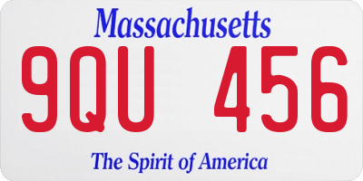 MA license plate 9QU456