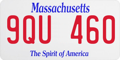 MA license plate 9QU460