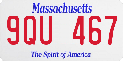 MA license plate 9QU467