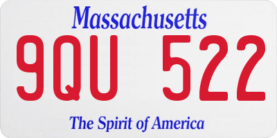 MA license plate 9QU522