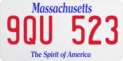 MA license plate 9QU523