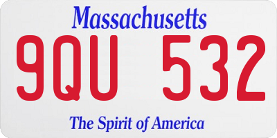 MA license plate 9QU532