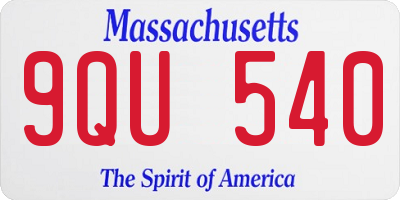 MA license plate 9QU540
