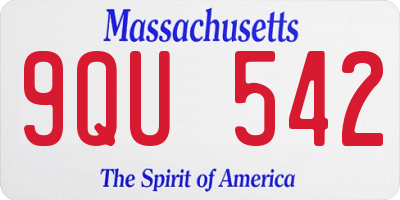 MA license plate 9QU542