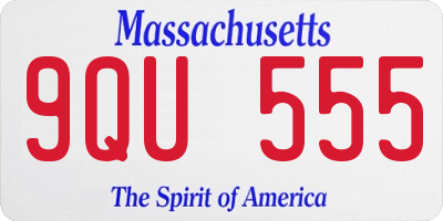 MA license plate 9QU555