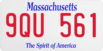MA license plate 9QU561