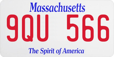MA license plate 9QU566