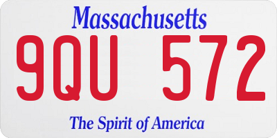MA license plate 9QU572