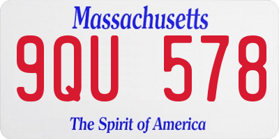 MA license plate 9QU578