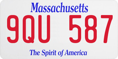 MA license plate 9QU587