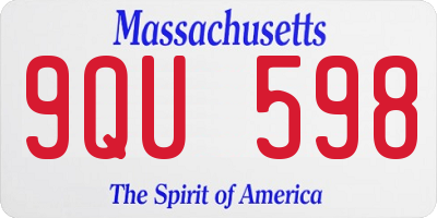 MA license plate 9QU598