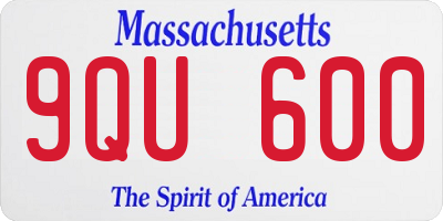 MA license plate 9QU600