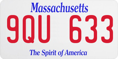 MA license plate 9QU633